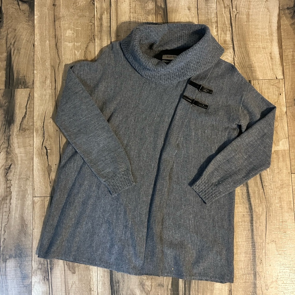 Ellen Tracy Heather Gray Cowl Neck Sweater